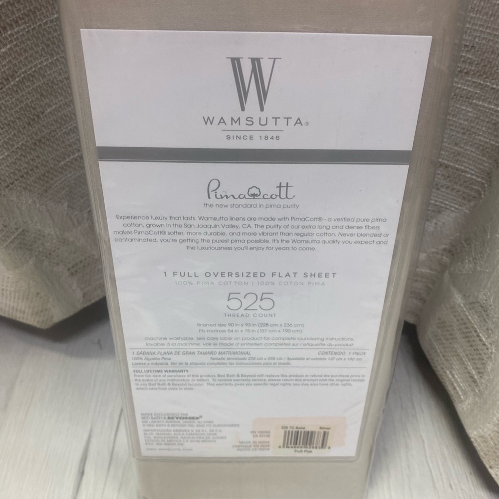 Wamsutta 525 PimaCott Solid Full Flat Sheet in Stone - Picture 6 of 6